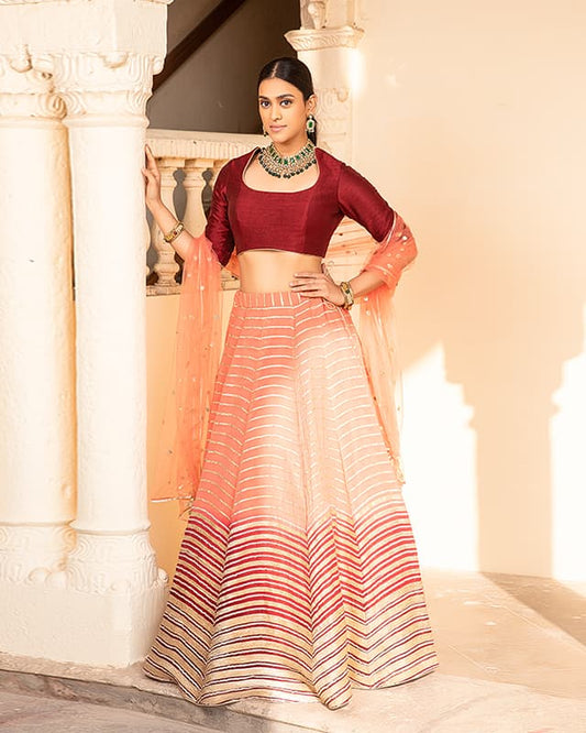 Embelished Georgette Multicolor Lehenga